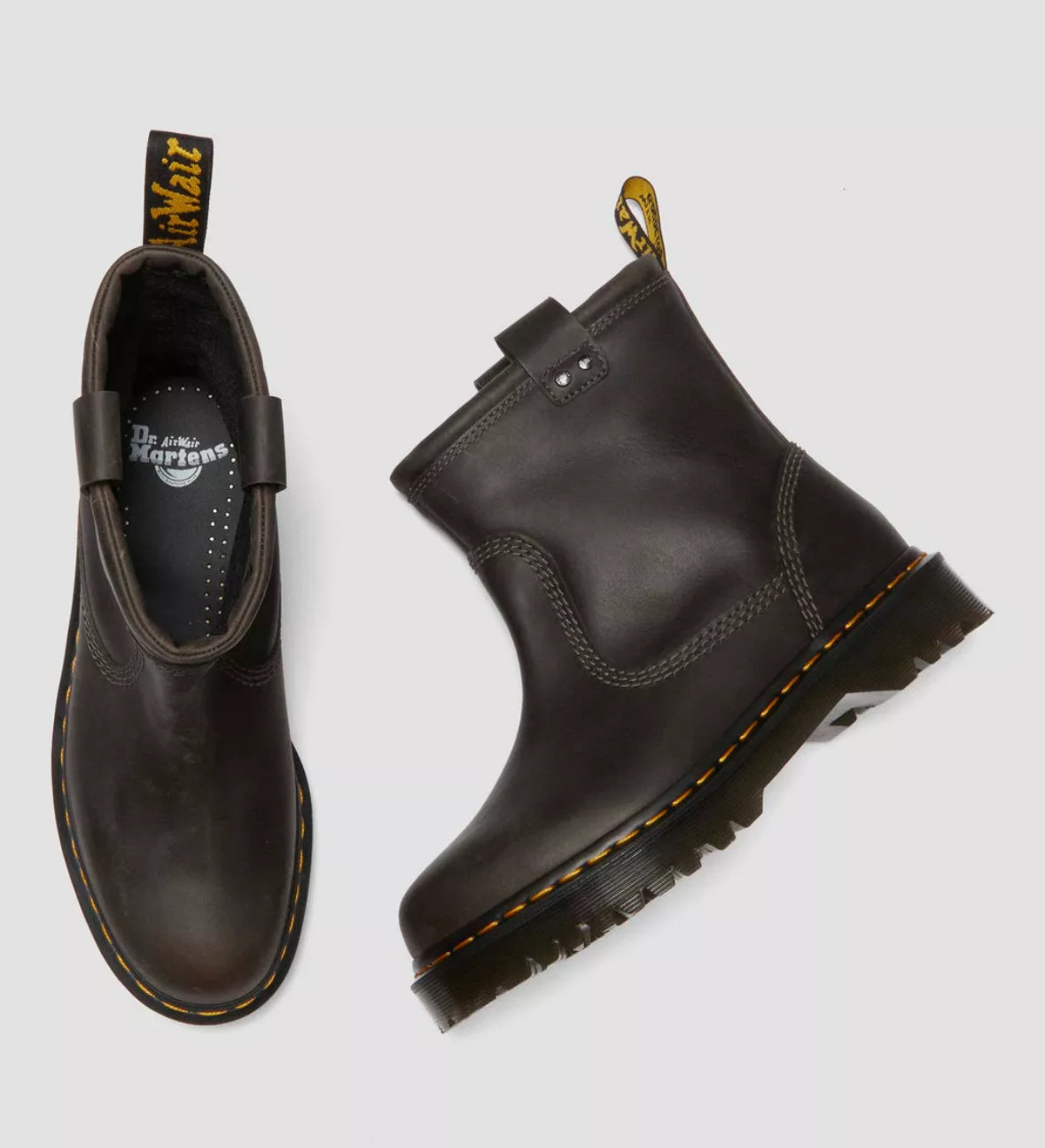 Dr.Martens Anistone Lo Biker Boot Charcoal Burnished Waxy Pull Up WP 31880057