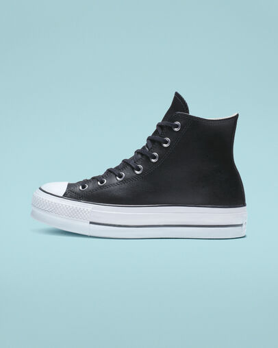 CONVERSE CHUCK PLATEAU LIFT BLACK LEATHER