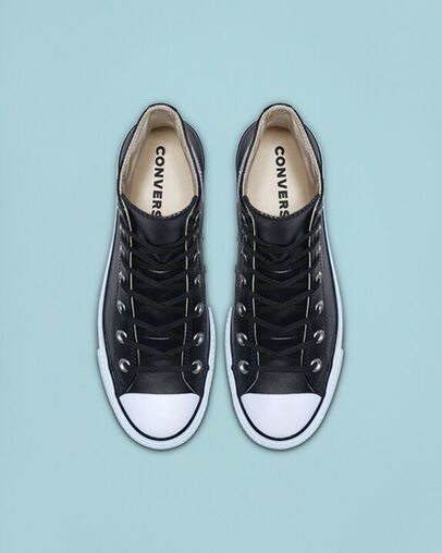 CONVERSE CHUCK PLATEAU LIFT BLACK LEATHER