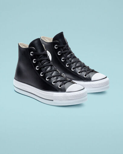 CONVERSE CHUCK PLATEAU LIFT BLACK LEATHER