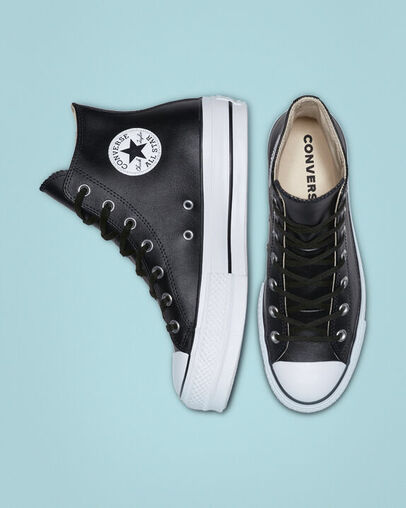 CONVERSE CHUCK PLATEAU LIFT BLACK LEATHER