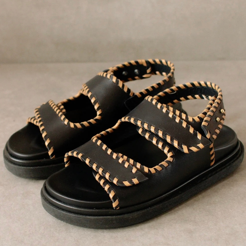 Alohas Barrel Black Tan Sandale