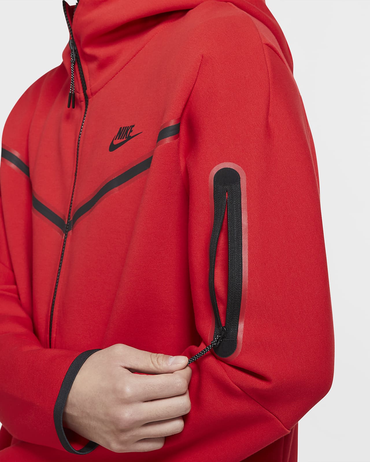 Nike Sportswear Tech Fleece Full-Zip Hoodie Red Black CU4489-657