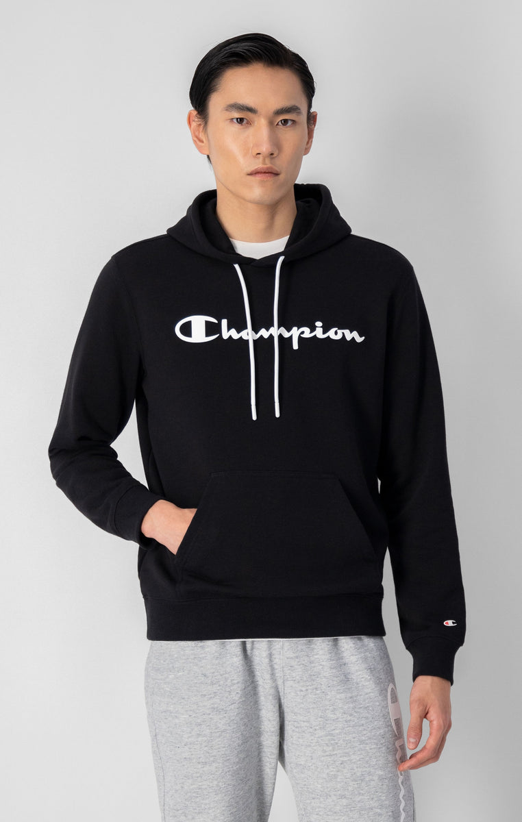 Black champion logo hoodie deals