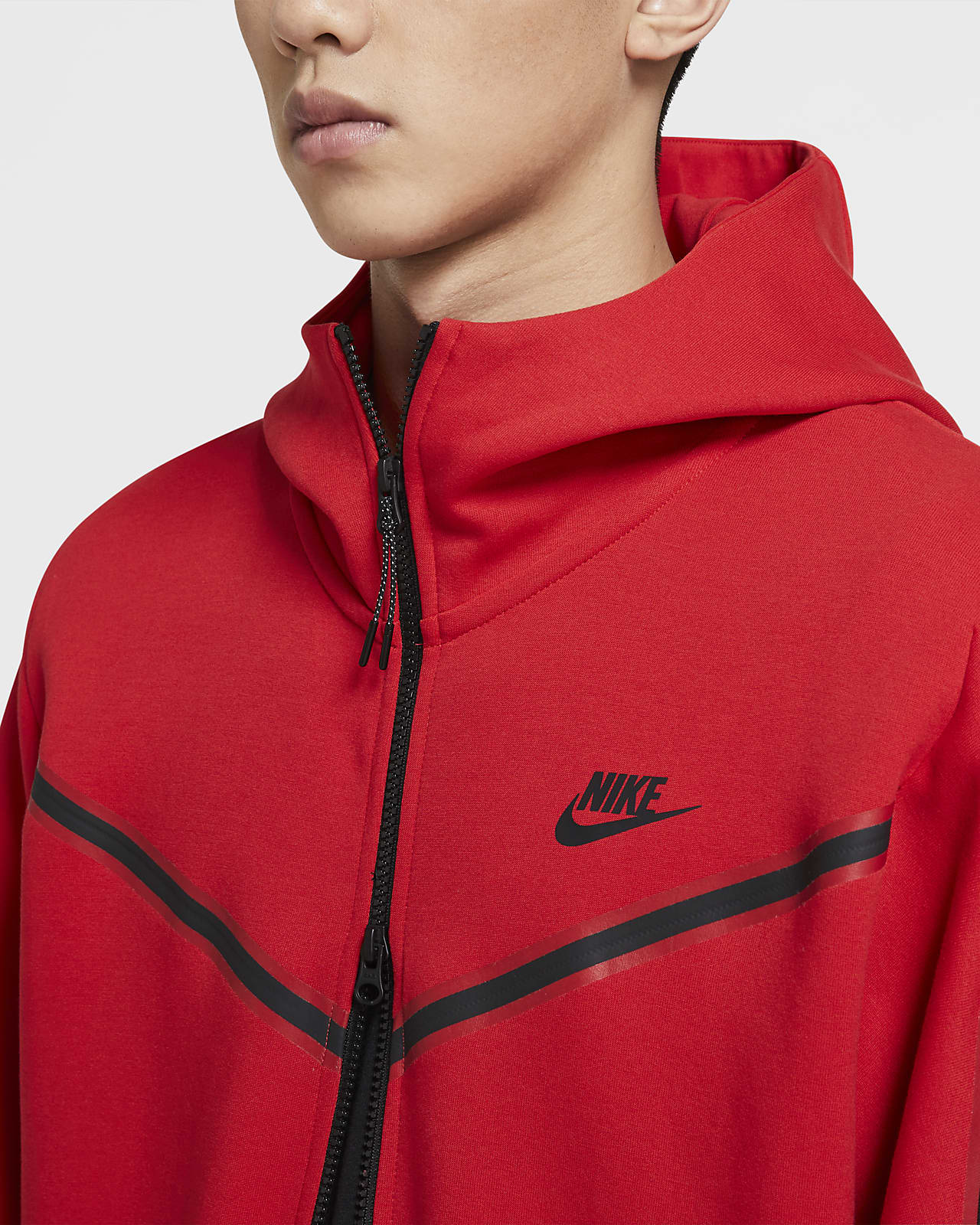 Nike Sportswear Tech Fleece Full-Zip Hoodie Red Black CU4489-657