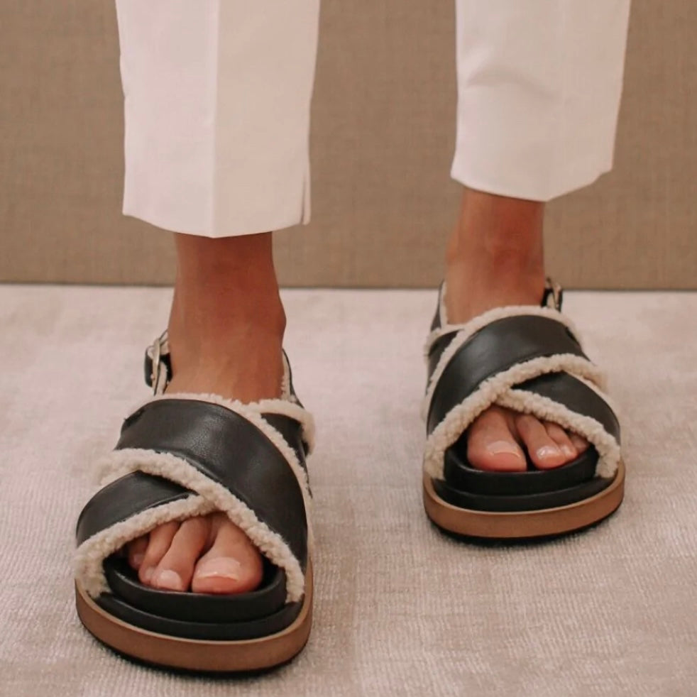 Alohas Marshmallow Black Sherling Sandale