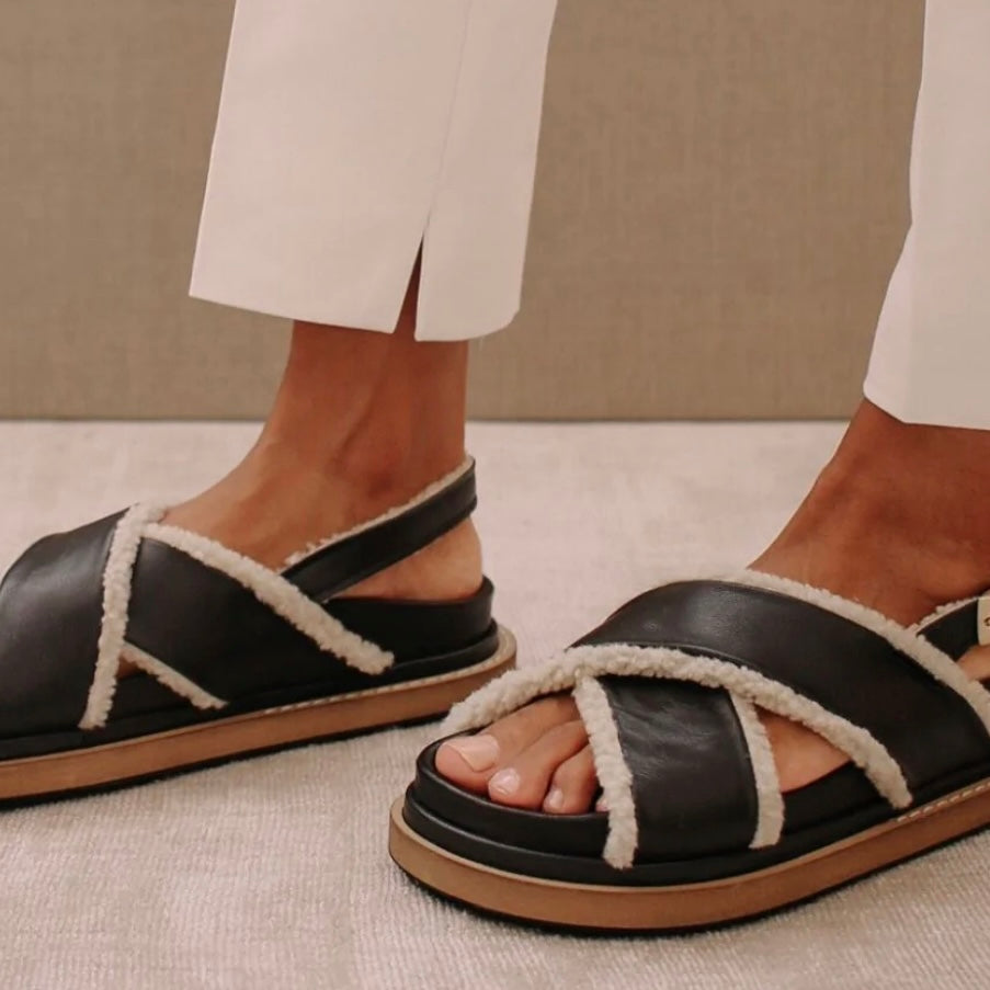 Alohas Marshmallow Black Sherling Sandale
