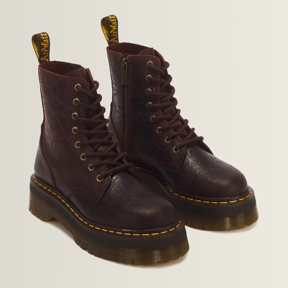 Dr.Martens Jadon Floral Emboss Crazy Horse Cherry Red 43558600