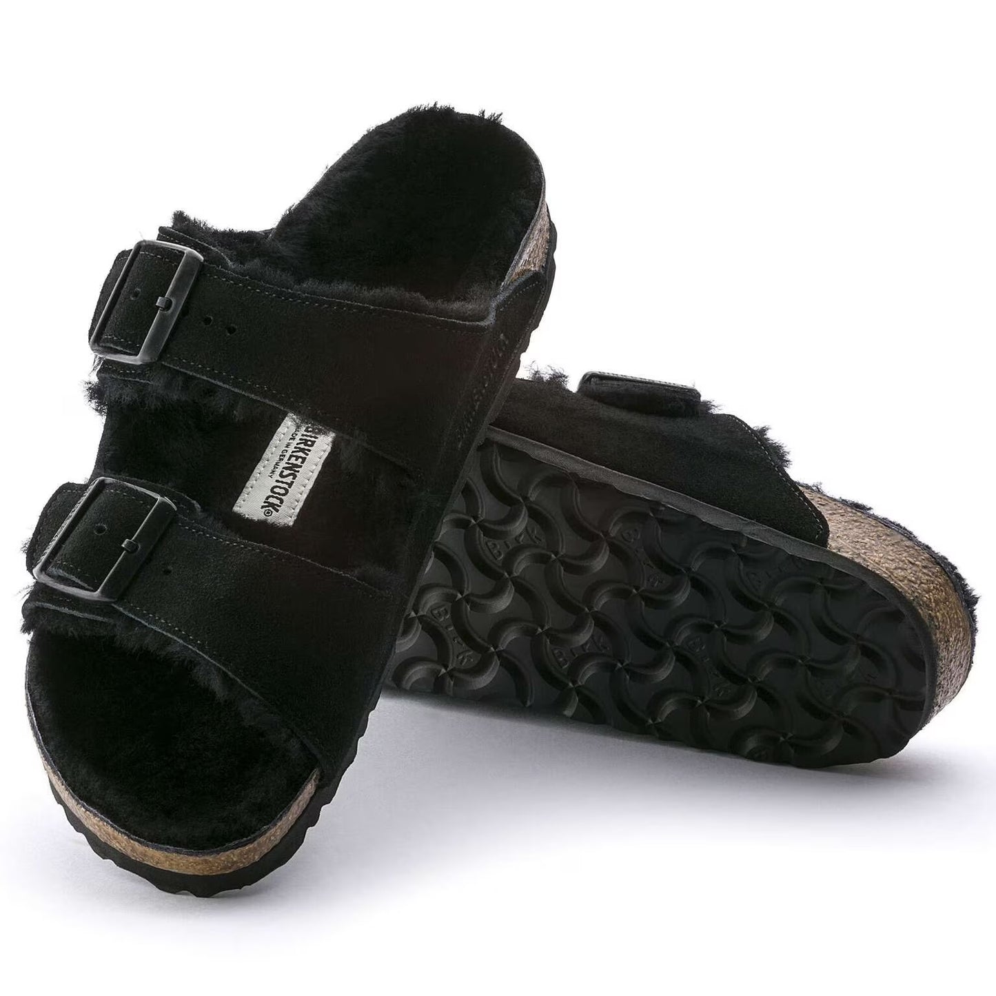 Birkenstock Arizona Suede Leather Shearling 752663 black