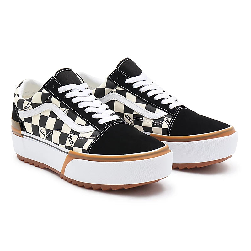 Black old skool vans checkerboard online