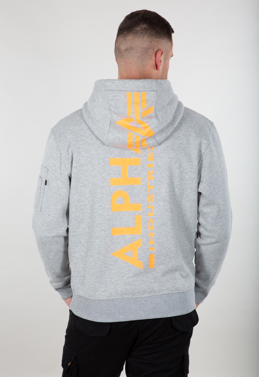 Alpha Industries Backprint Hoodie Neon grau orange 178318NP-599