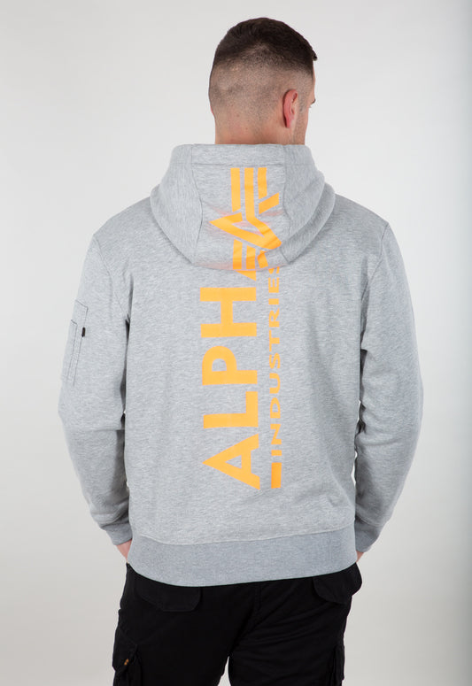 Alpha Industries Backprint Hoodie Neon grau orange 178318NP-599