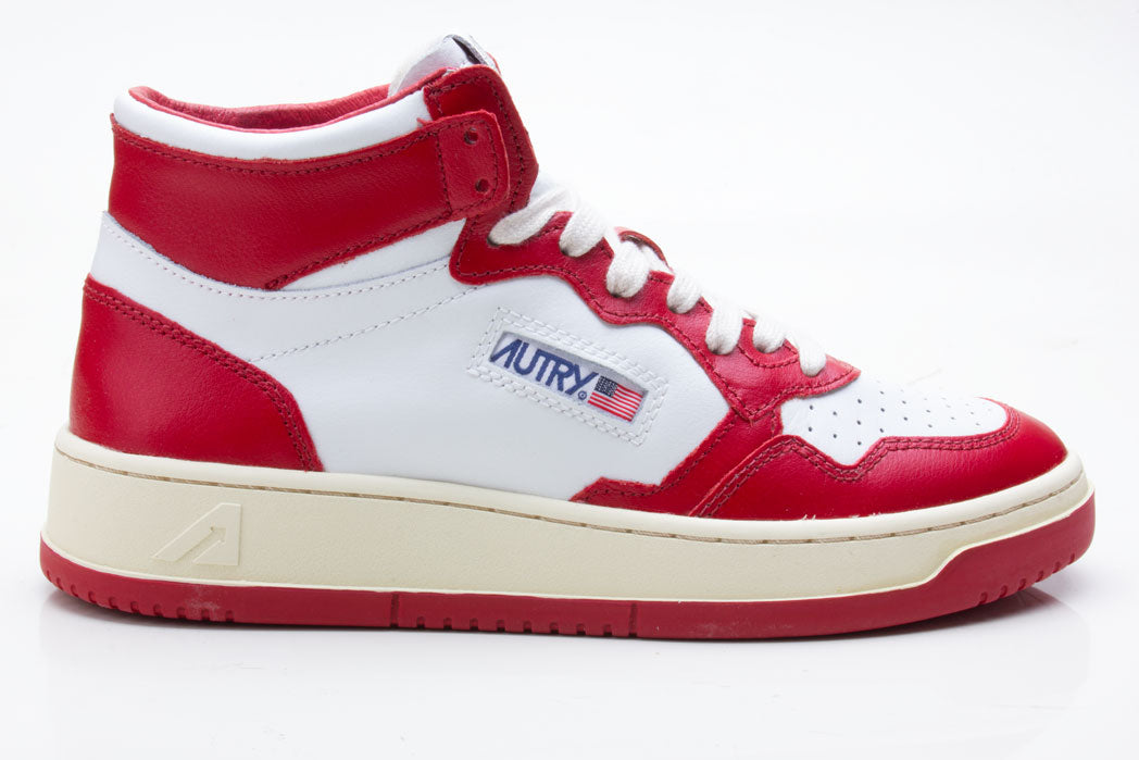 Autry Action Shoes Sneaker Medalist Mid Men white red AUMMWB02