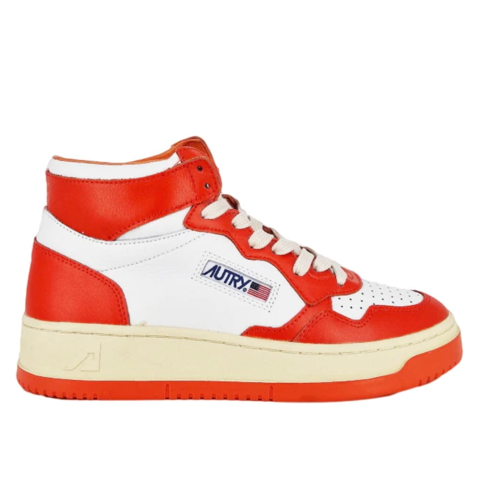 Autry Action Shoes Sneaker Medalist Mid Woman white tangerine AUMWWB21