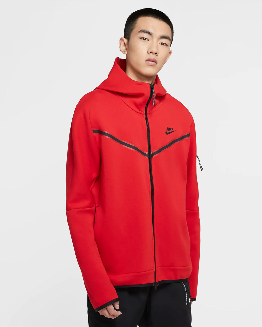 Nike Sportswear Tech Fleece Full-Zip Hoodie Red Black CU4489-657