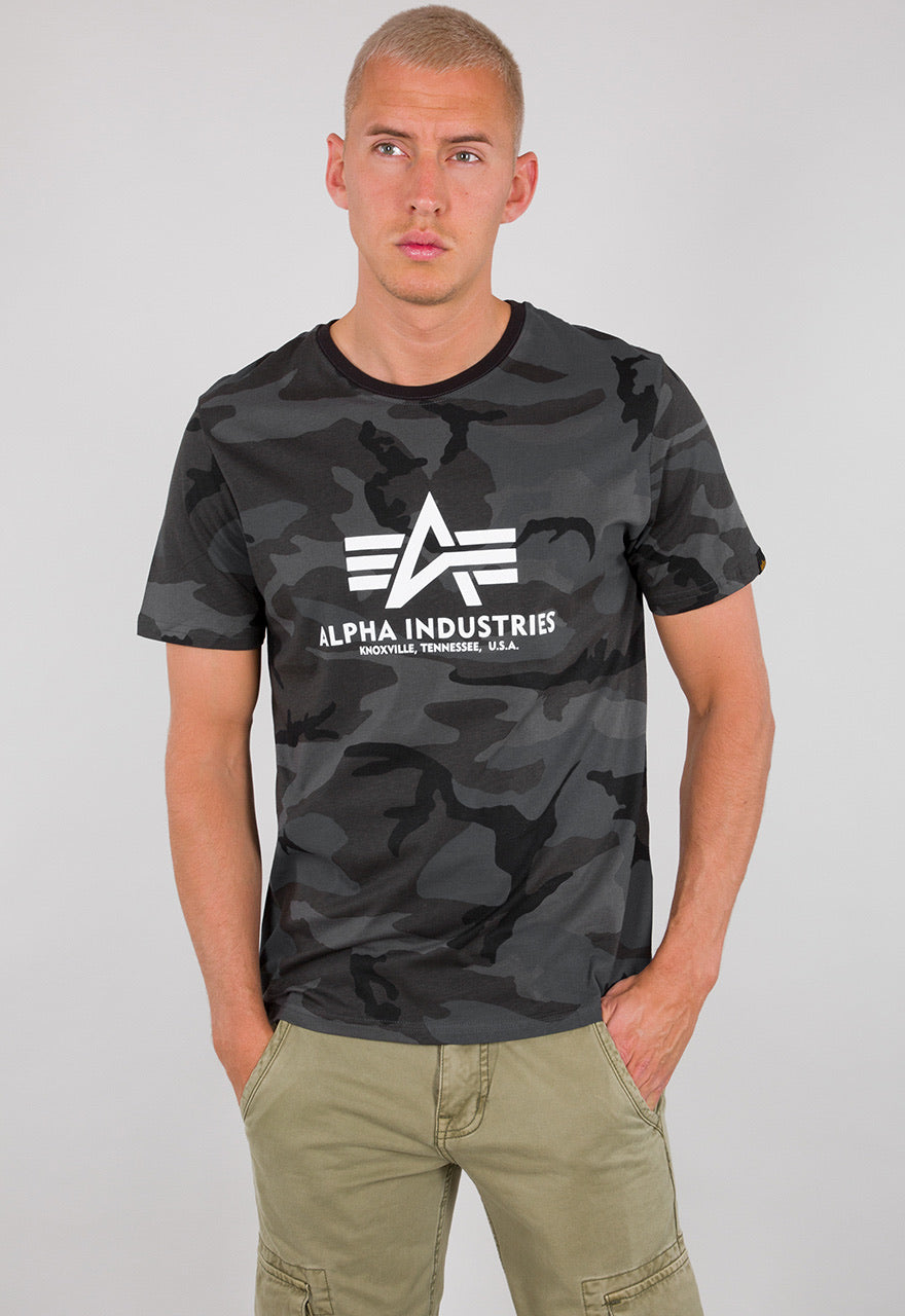 Alpha Industries Basic T-Shirt Camo schwarz grau Camouflage 100501C-125