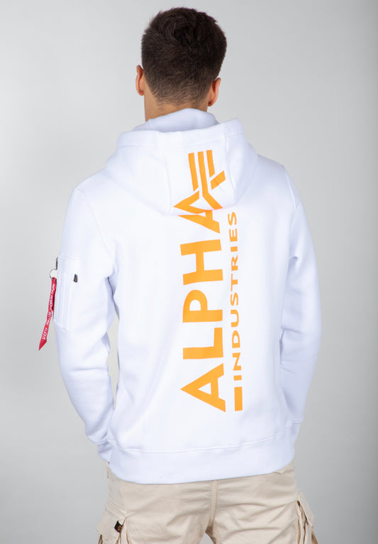 Alpha Industries Backprint Hoodie Neon white orange 178318NP-480