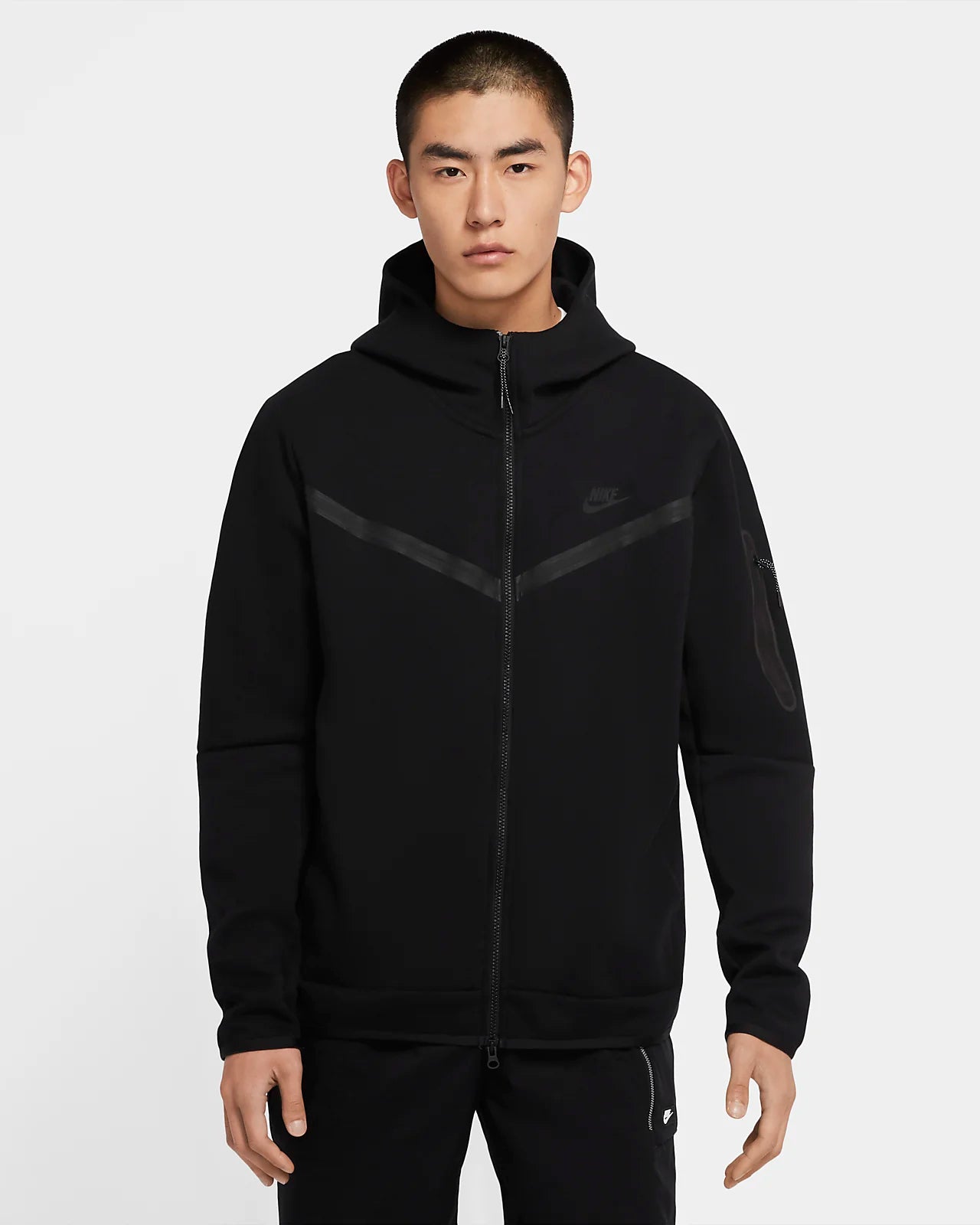 Black nike hooded jacket on sale