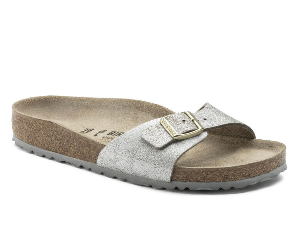 Birkenstock madrid big buckle washed metallic blue silver online