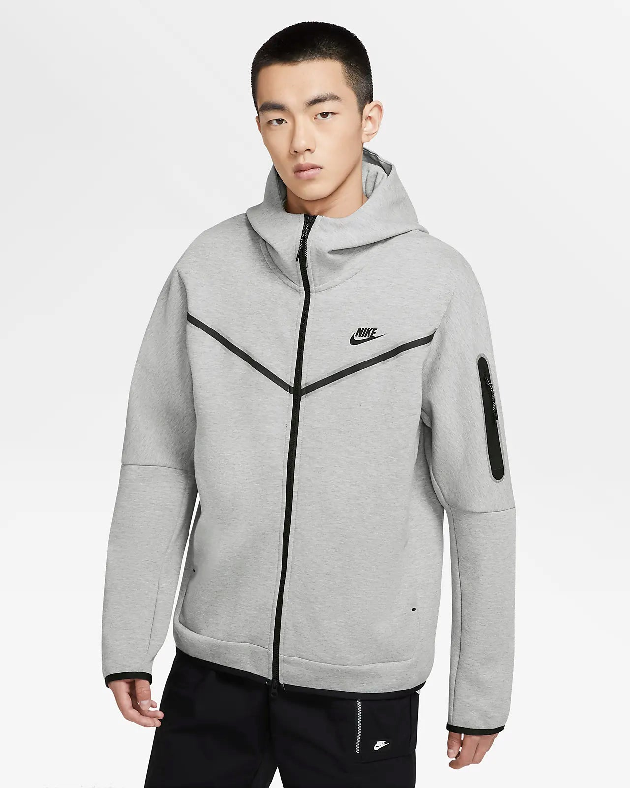 Nike fleece hoodie grey best sale