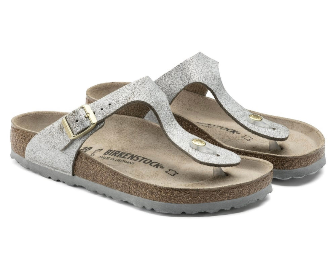 Birkenstock Gizeh Washed Blue Silver 1008790 Perplex Shoeplex